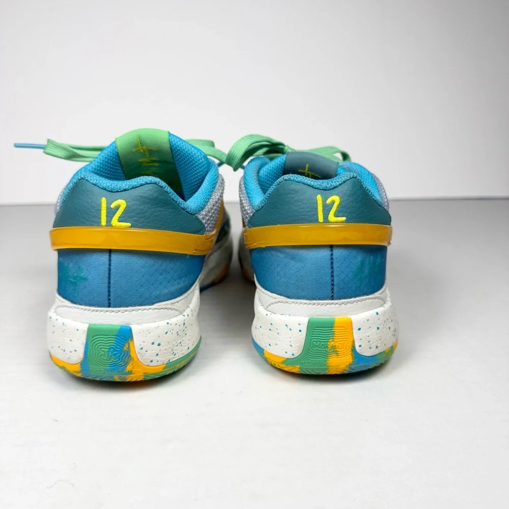 Nike Ja 1 GS Sundial Big Kids Basketball Sneaker, 5 Y/7 W blue yellow green - Picture 3 of 12